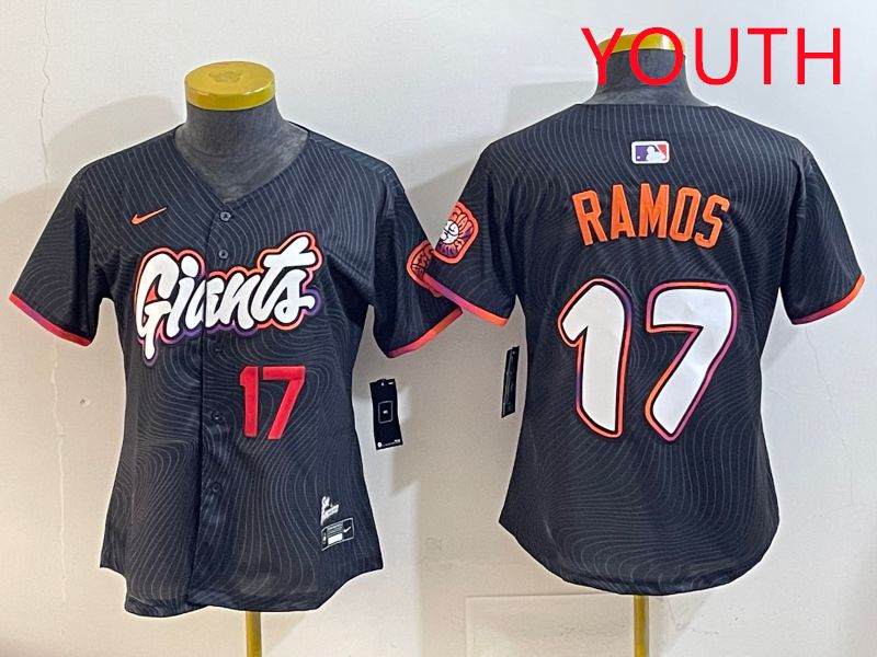 Youth San Francisco Giants #17 Ramos Black Joint Name 2025 Nike MLB Jersey style 2